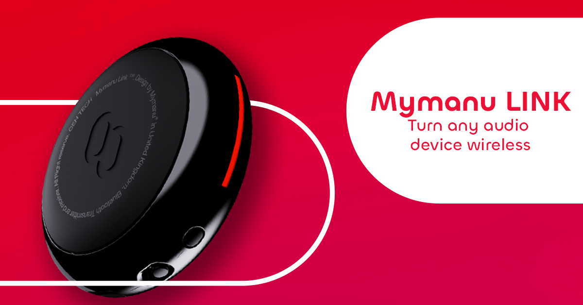 Mymanu LINK wireless audio adapter for real-time translation earbuds, turns any device wireless