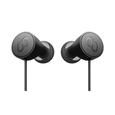 Black wireless translator earbuds with real-time language translation for travel and business use